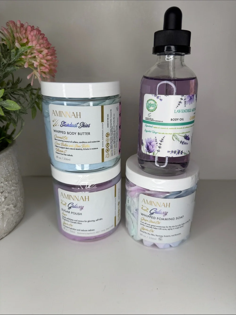 AMINNAH Galaxy Lavender Bundle set